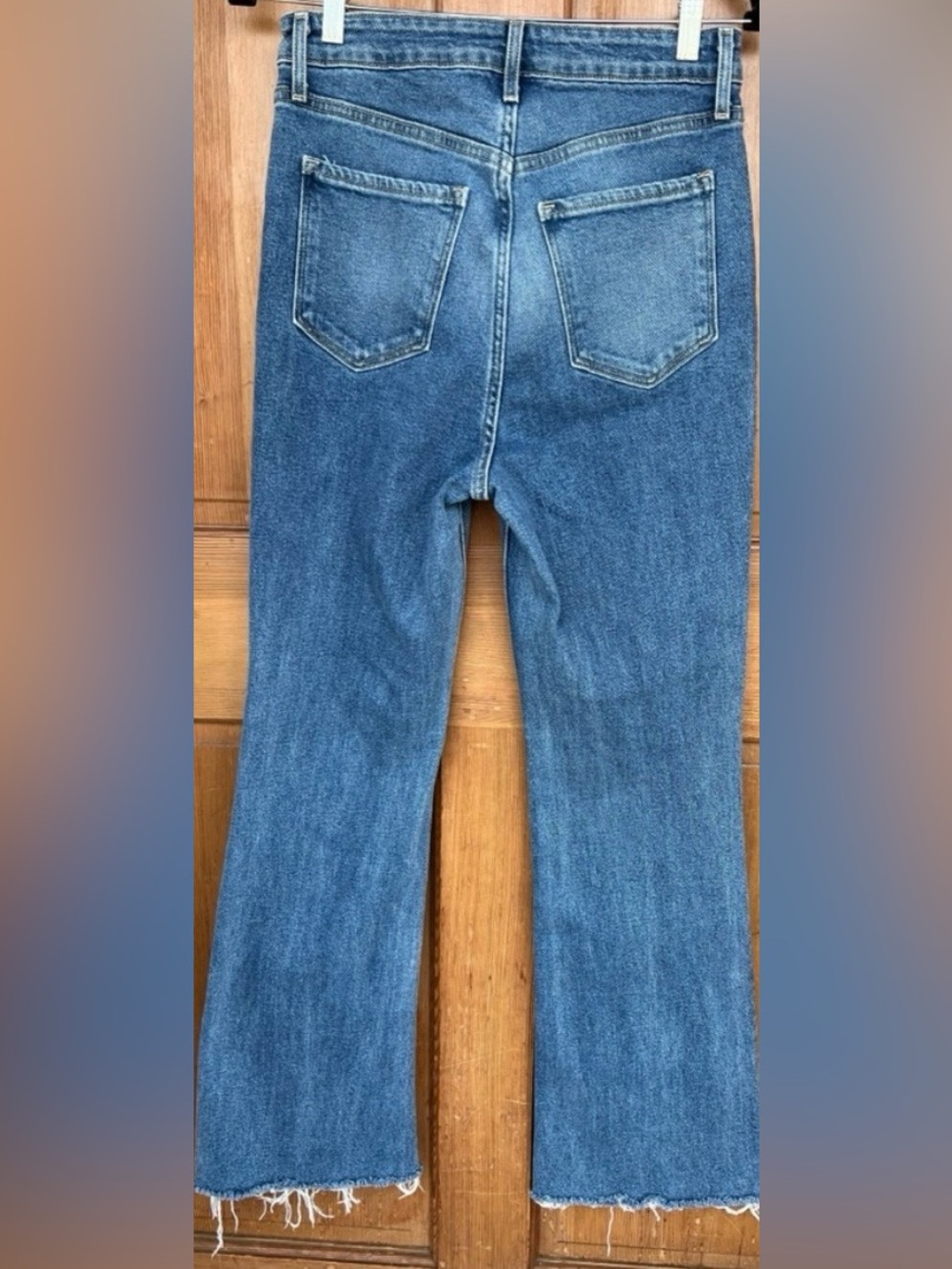 Old Navy Higher High Rise Flare Raw Hem Clover Jeans Sz 8 - Picture 2 of 9